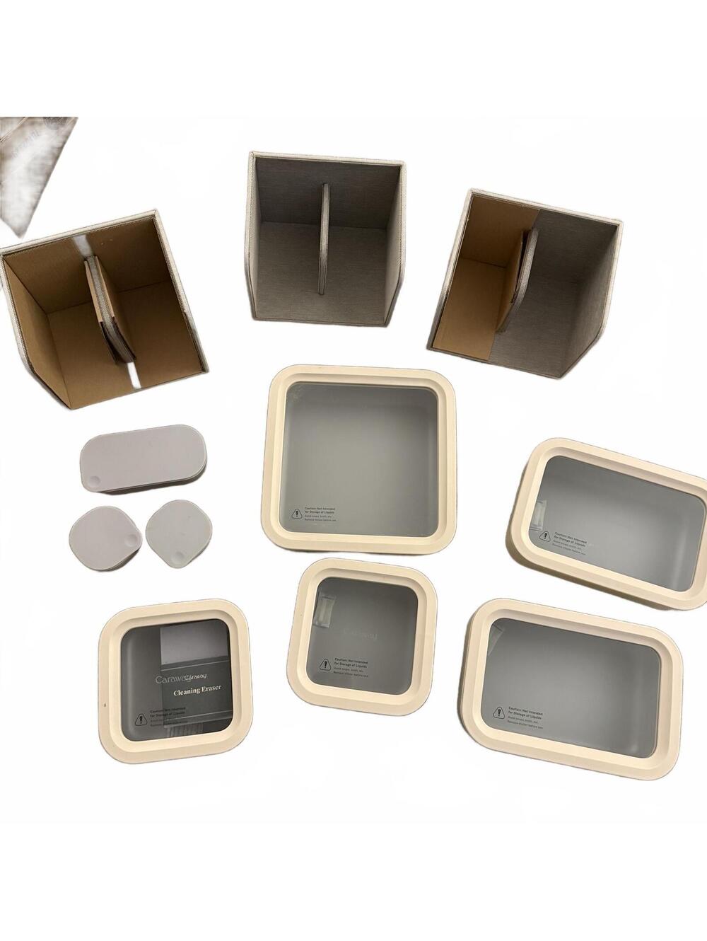 Caraway‎ 14-Piece Glass Food Storage Container Set with Organizers in Cream